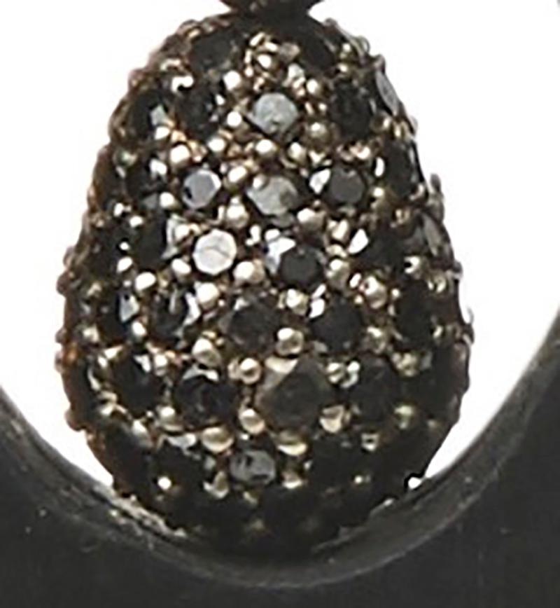 Rose Cut Mckenzie Liautaud Black Diamond and Pearl Hoops with 14K Gold For Sale