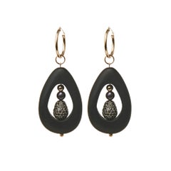 Mckenzie Liautaud Black Diamond and Pearl Hoops with 14K Gold