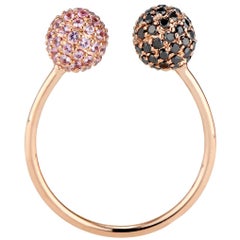 Black Diamond and Pink Sapphire Toi Moi Ring