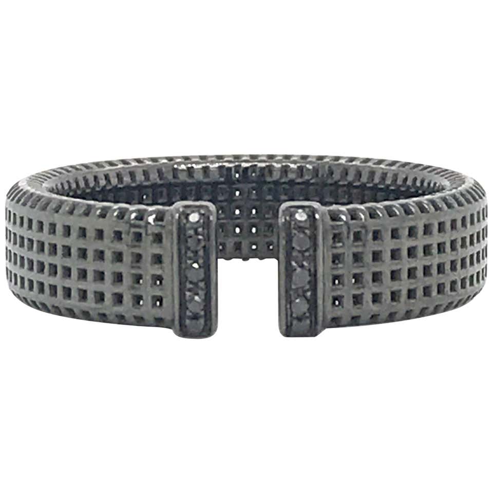 Black Diamond and Rhodium Black Gold 18 Karat Men Ring at 1stDibs