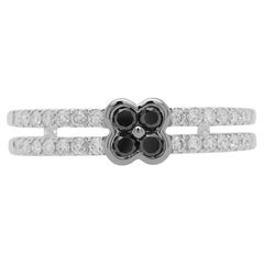 Bague en or 18 carats avec diamant noir et diamant blanc