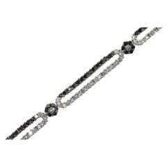 Black Diamond and White Diamond Bracelet 18k White Gold