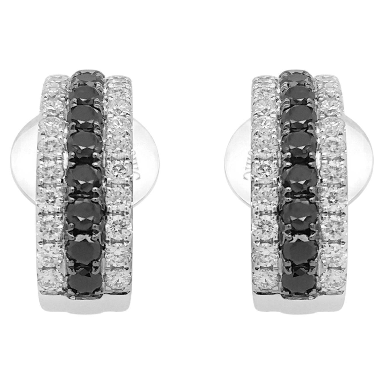Black Diamond and White Diamond Stud Earrings