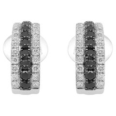Black Diamond and White Diamond Stud Earrings