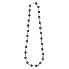 Black Diamond Ball Silver Chain Necklace