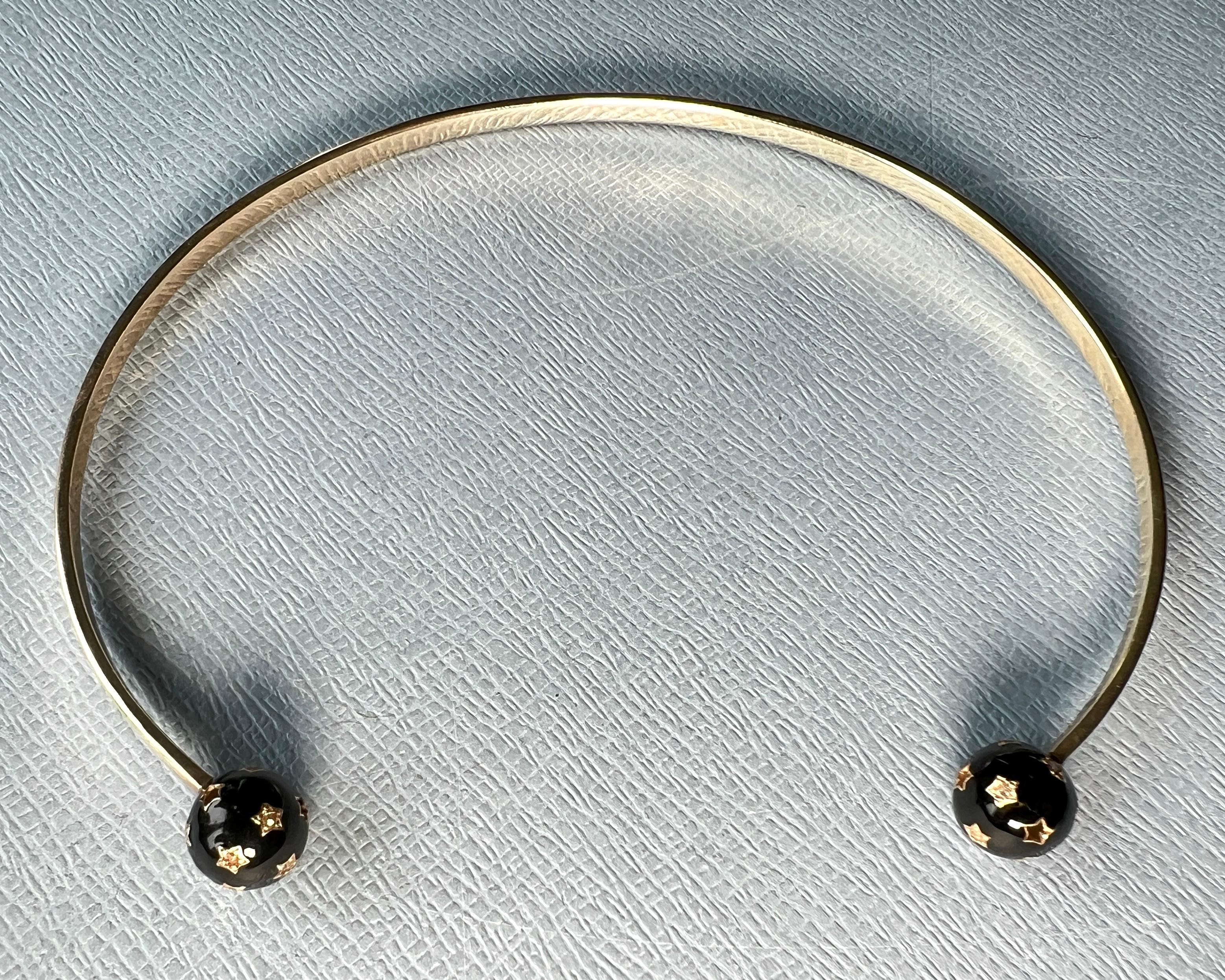 Black Diamond Orb Collar Necklace with Enamell Ends For Sale 2