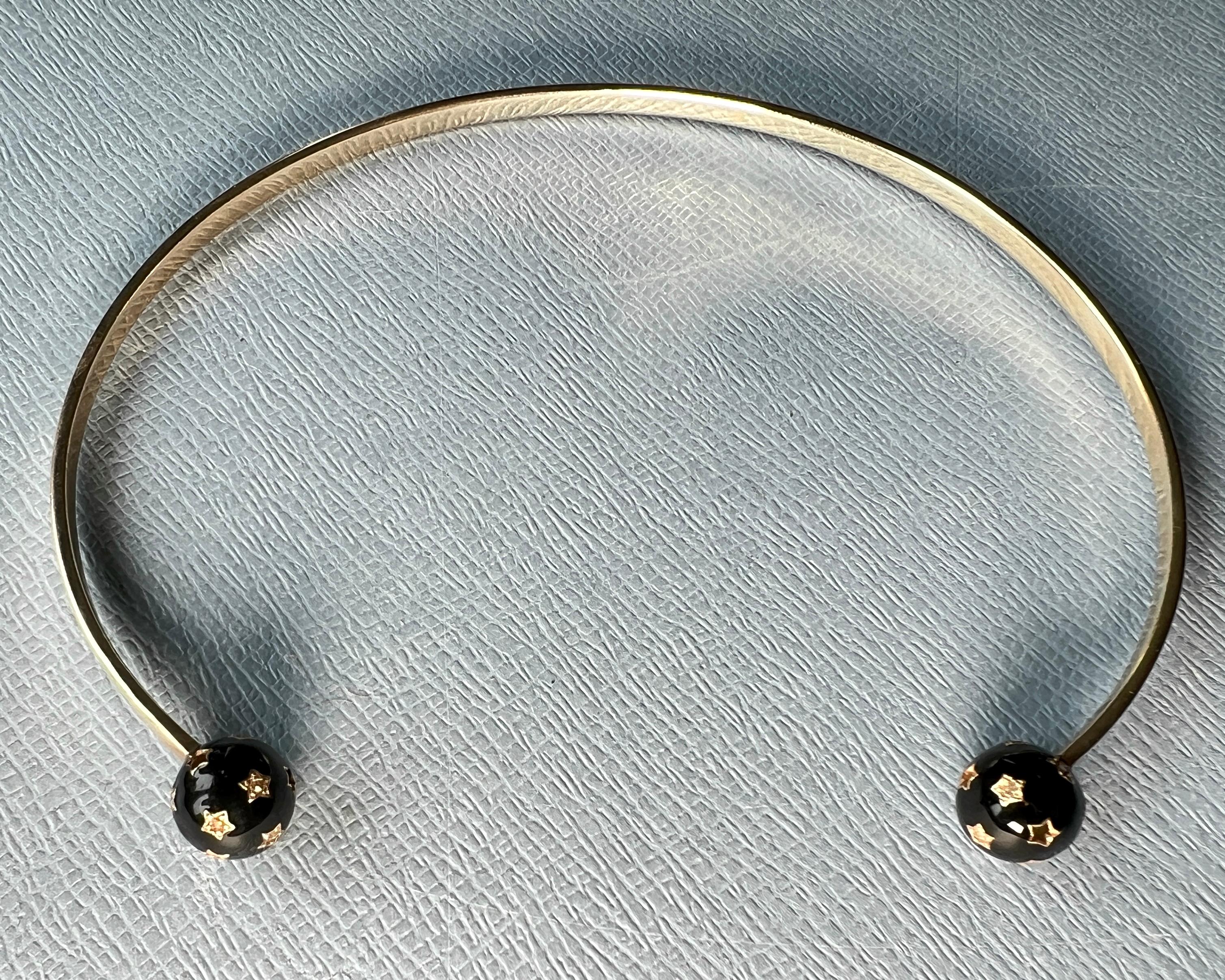 Black Diamond Orb Collar Necklace with Enamell Ends For Sale 3