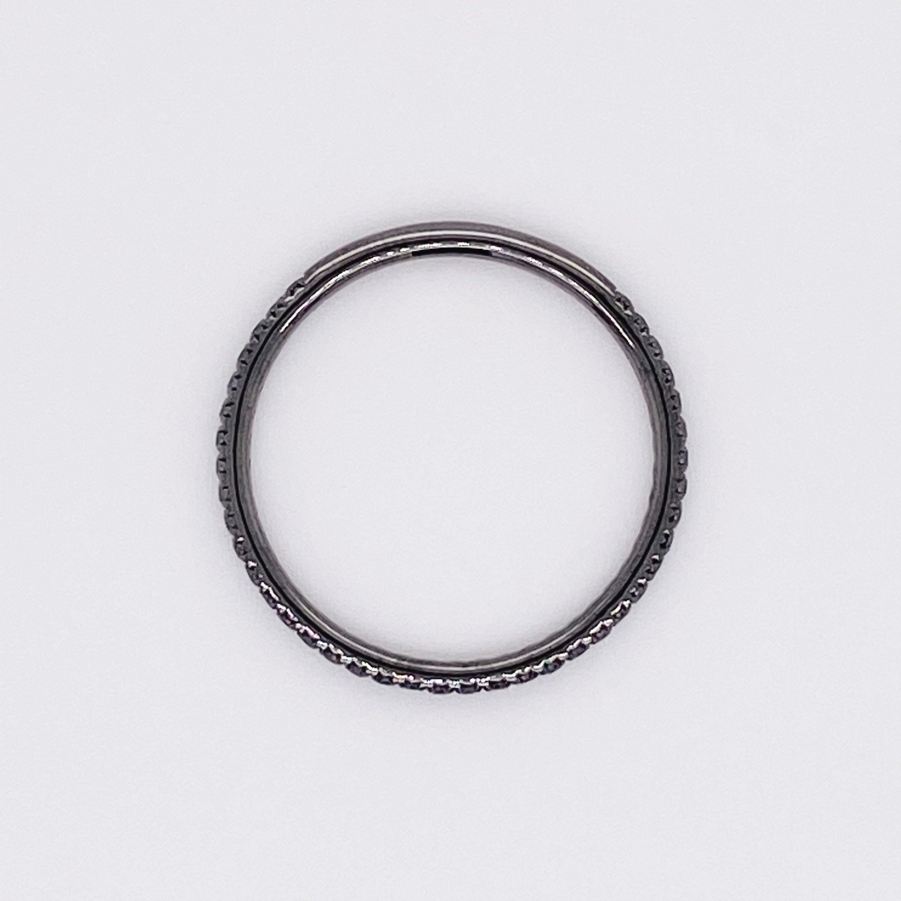 For Sale:  Black Diamond Band, 14 Karat White Gold Ring, Eternity Ring, 14 Karat, .25 Carat 4