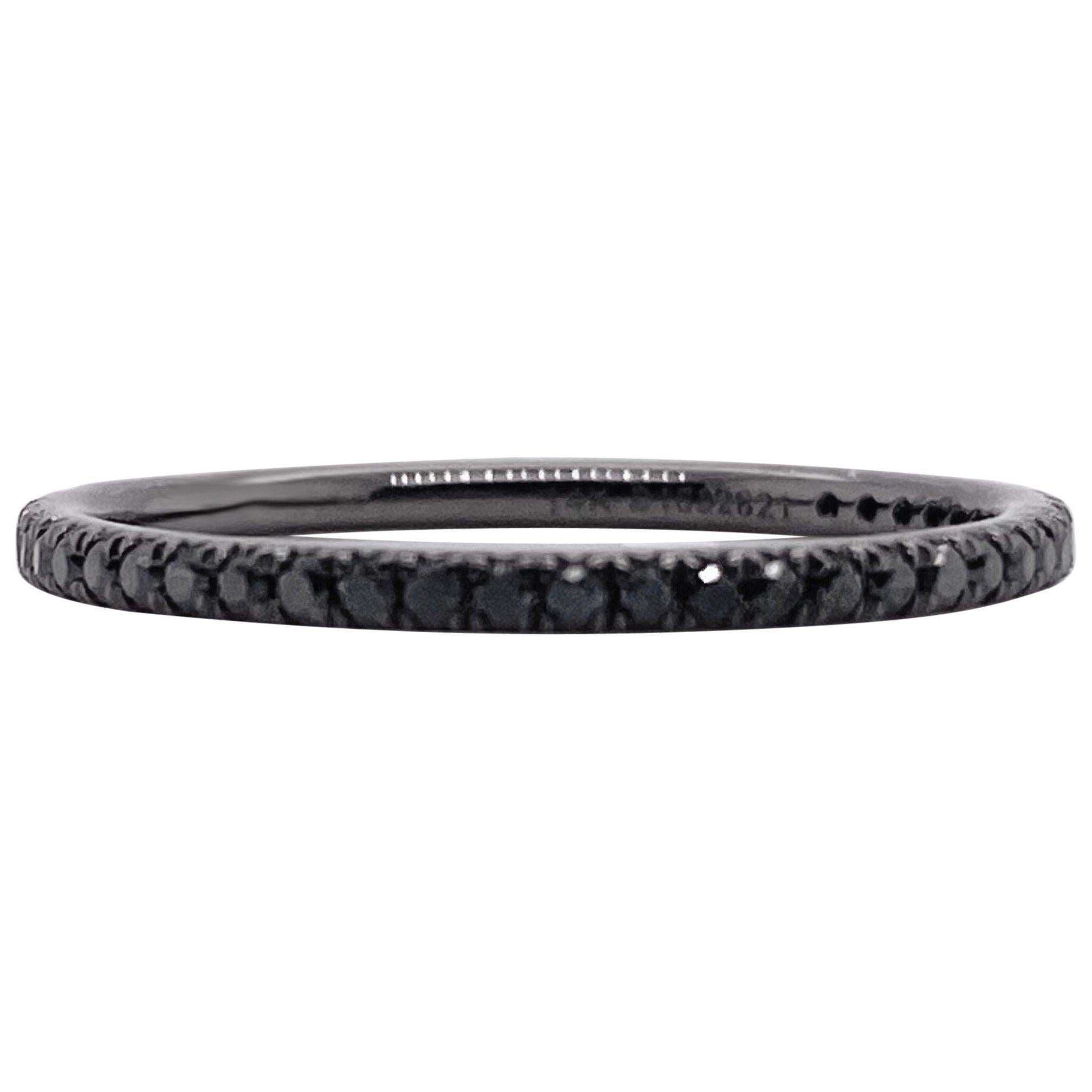 For Sale:  Black Diamond Band, 14 Karat White Gold Ring, Eternity Ring, 14 Karat, .25 Carat