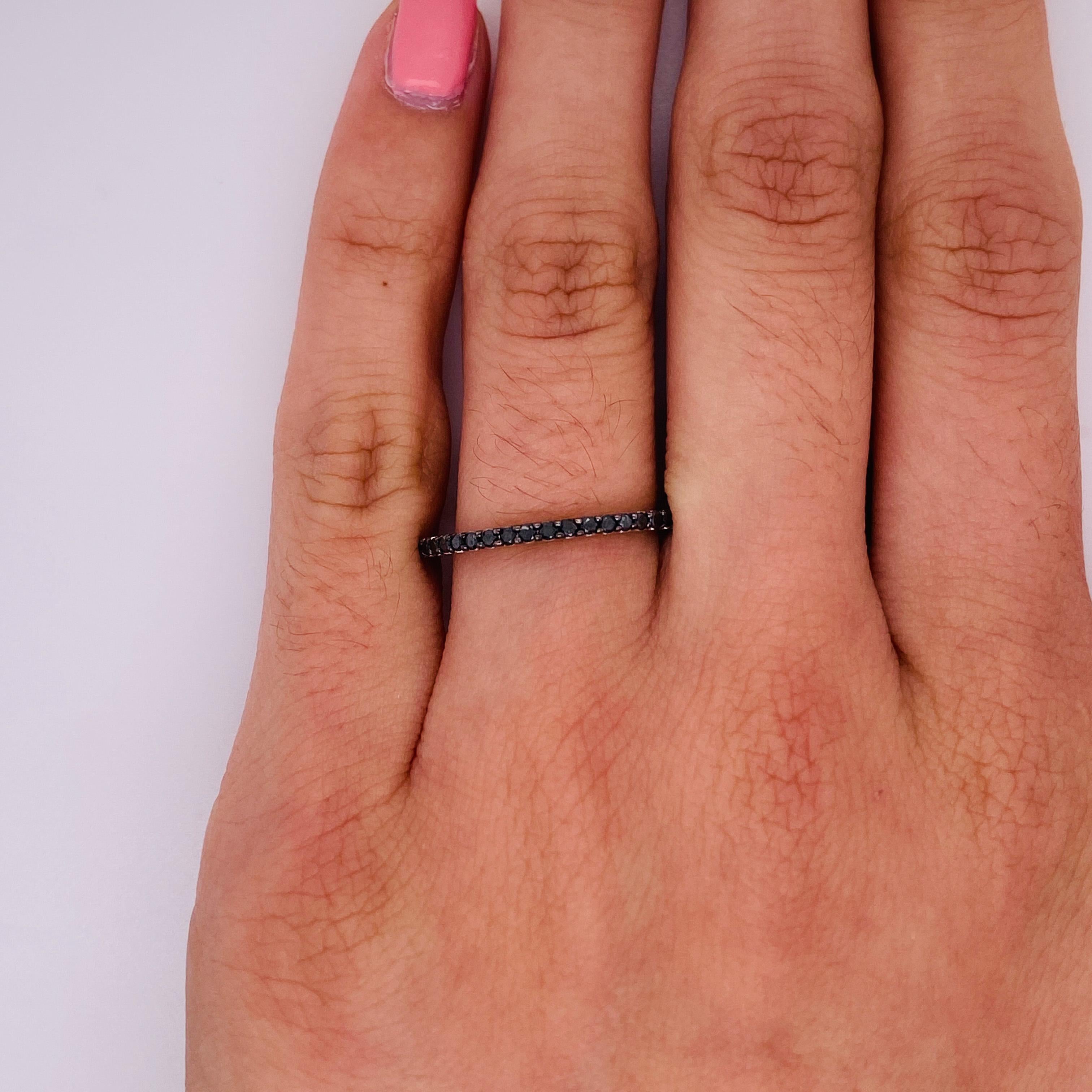 Round Cut Black Diamond Band Halfway Around 0.26 Carats of Diamonds Set in White Gold For Sale