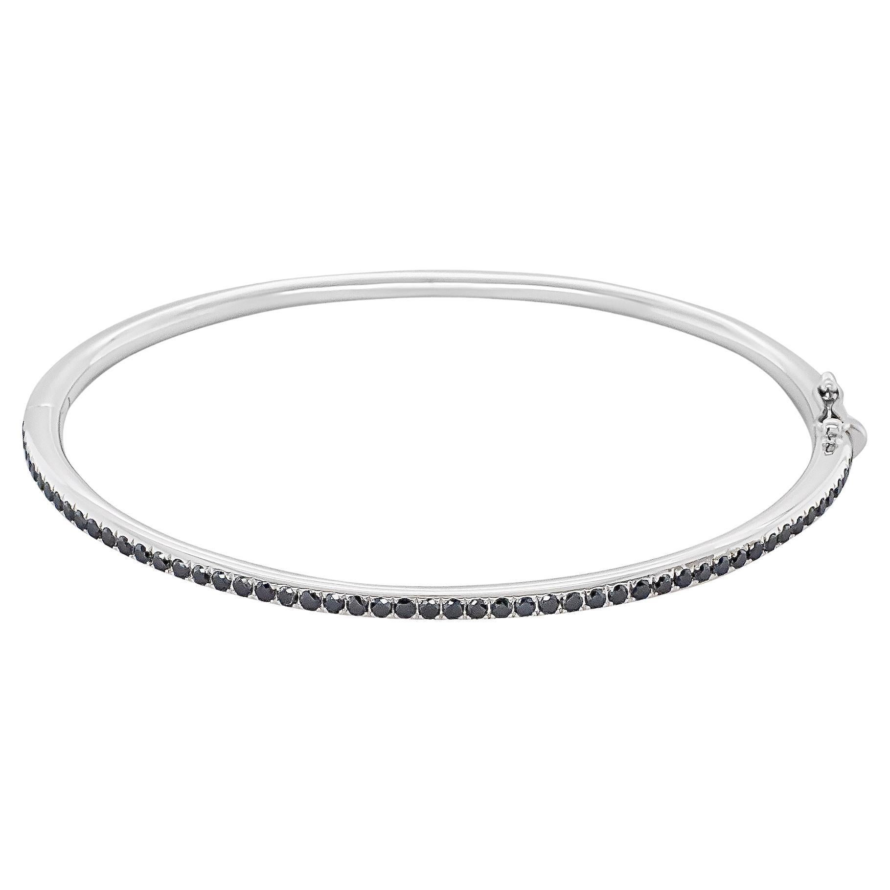 Black Diamond Bangle in 18k White Gold