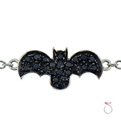 Black Diamond Bat Designer Bracelet in 18 Karat White Gold by Assor Gioielli