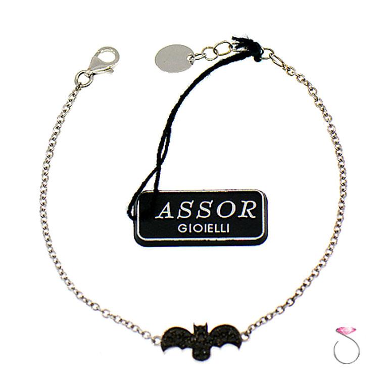 Modern Black Diamond Bat Designer Bracelet in 18 Karat White Gold by Assor Gioielli