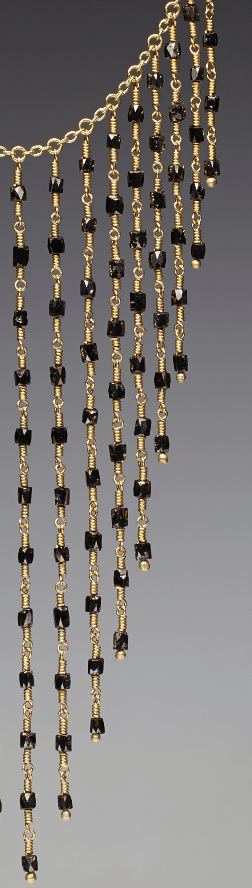 Modern Black Diamond Bead 18K Gold Necklace By Christopher Phelan