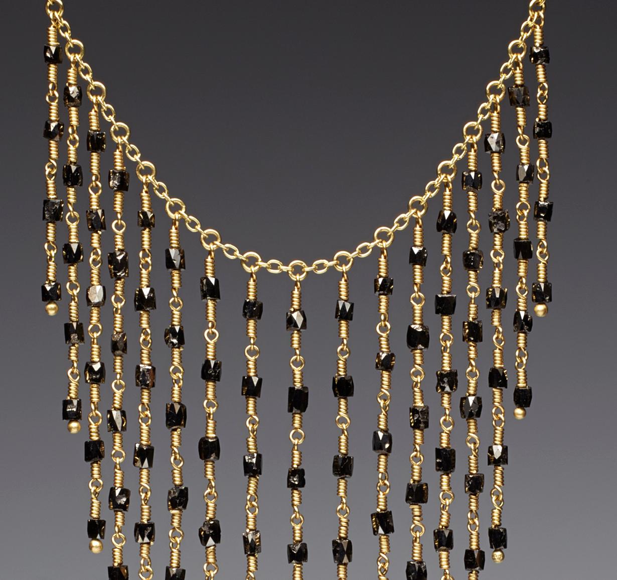 Black Diamond Bead 18K Gold Necklace By Christopher Phelan In New Condition In New York, NY