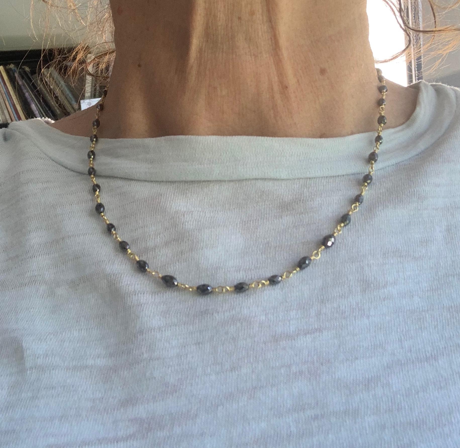 Contemporary Black Diamond Bead Necklace