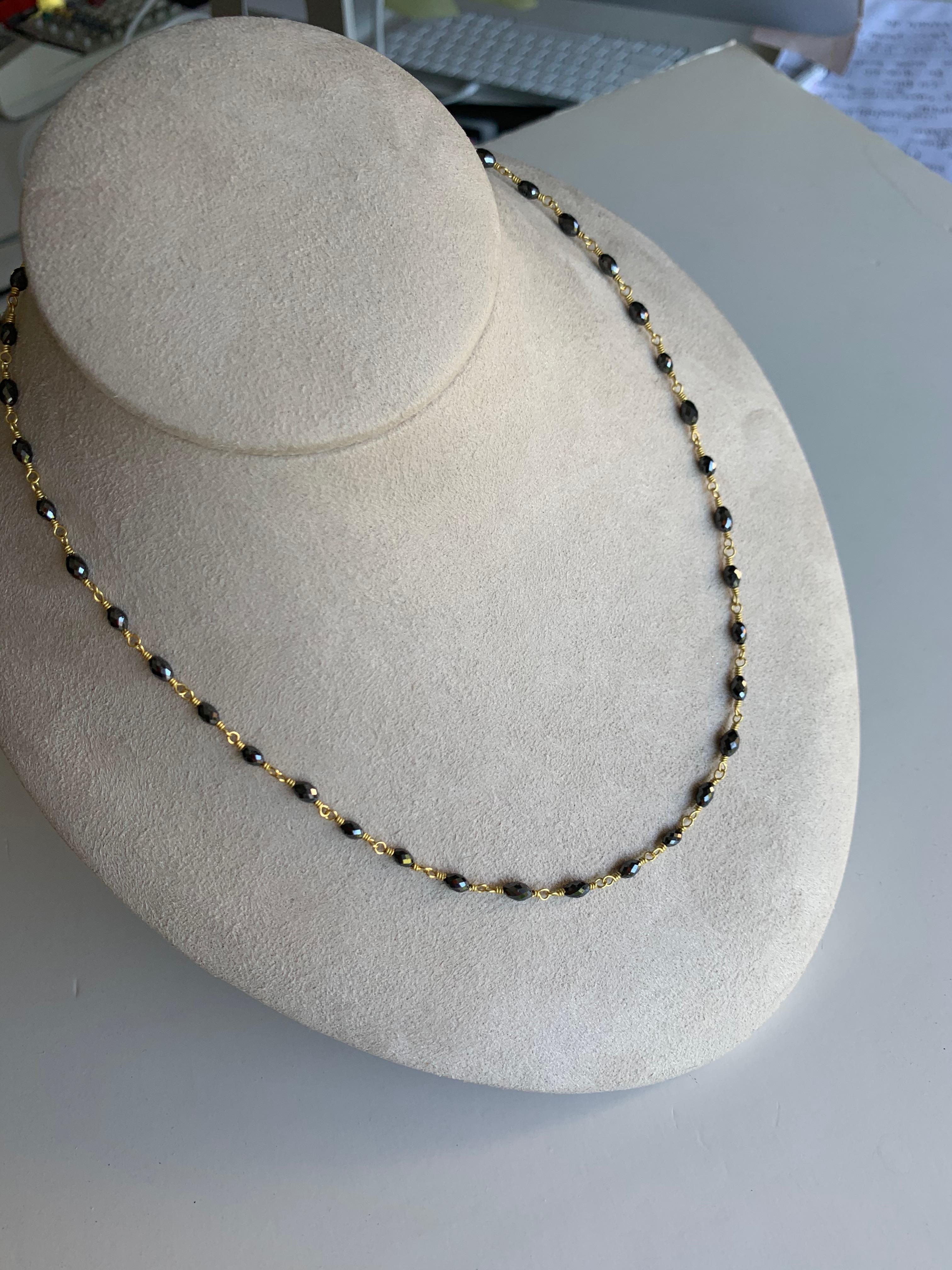 Black Diamond Bead Necklace In New Condition In New York, NY