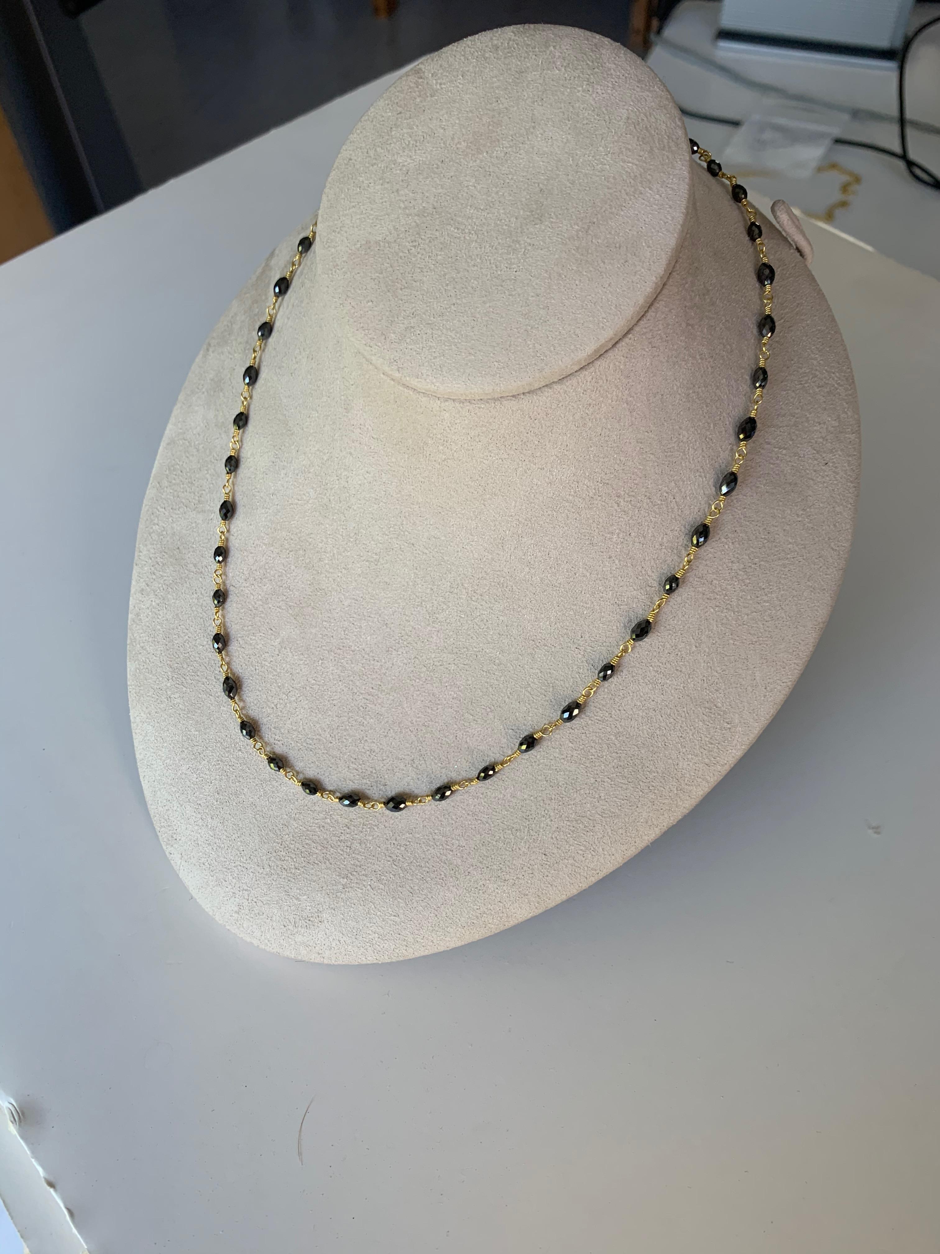 Women's Black Diamond Bead Necklace