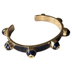 Black Diamond Blue Enamel Cuff Bracelet Gold-Plated Brass J Dauphin