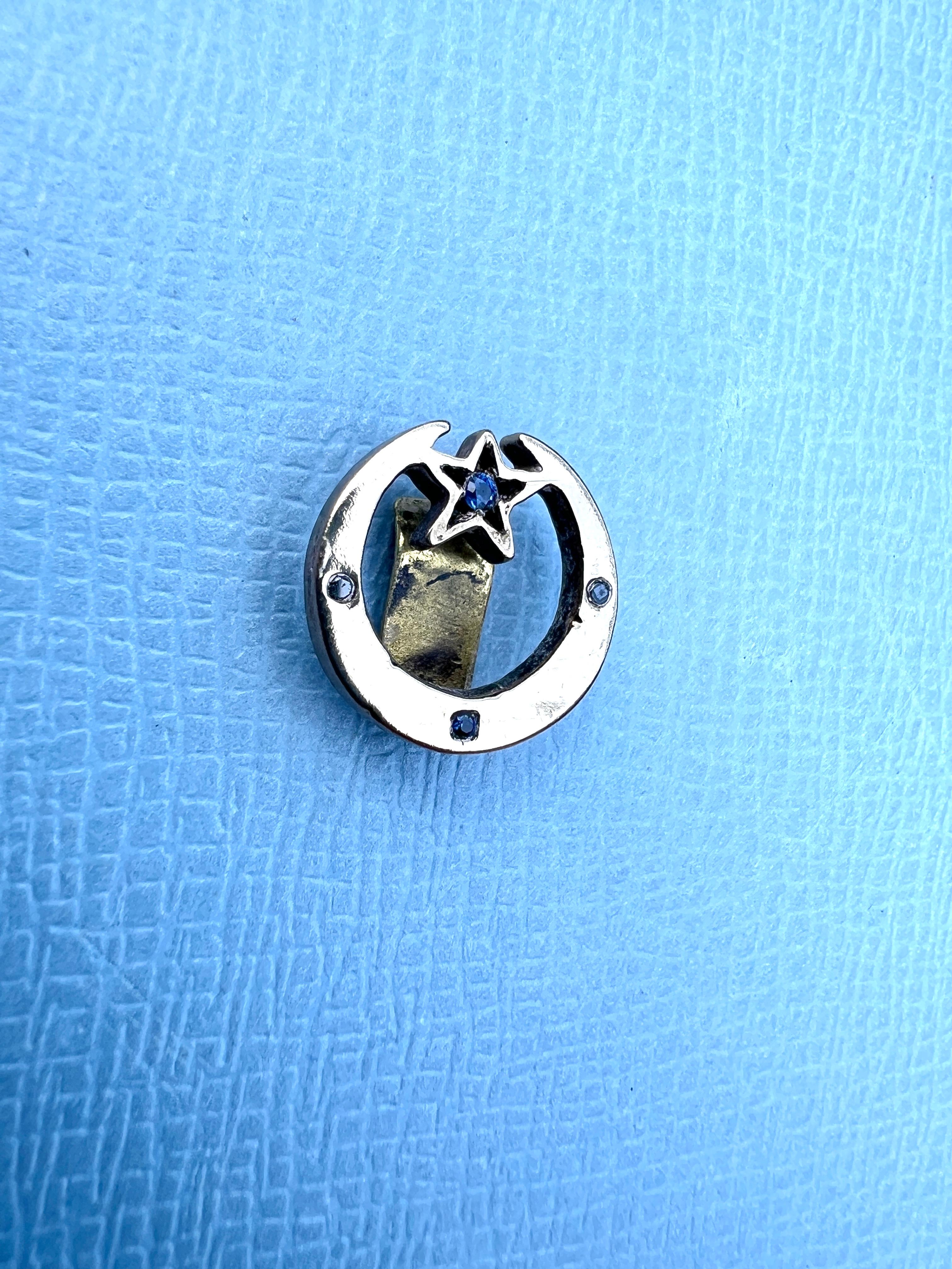 Black Diamond Blue Sapphire Earring Crescent Moon 

J DAUPHIN 