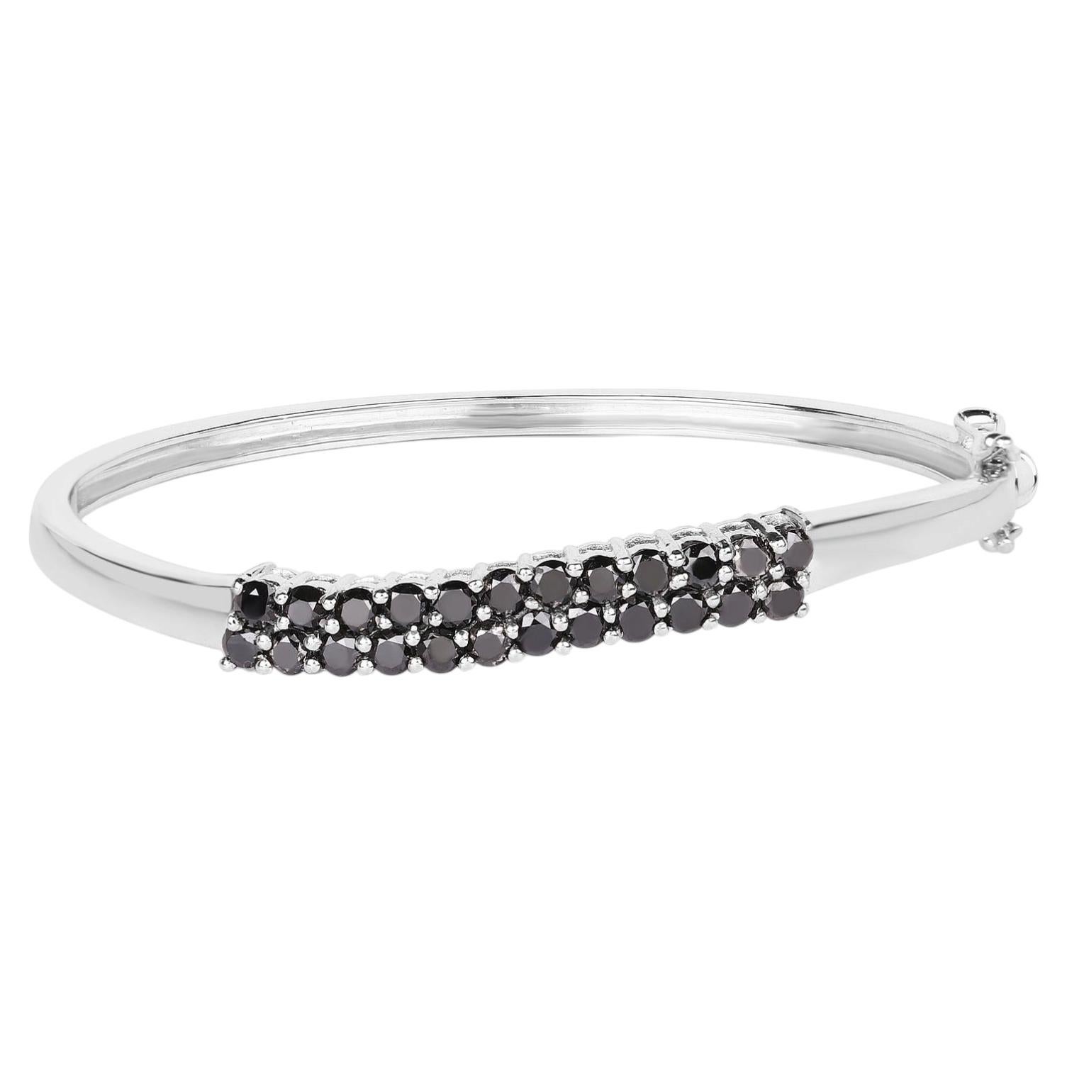 Black Diamond Bracelet 3.52 Carats Sterling Silver For Sale