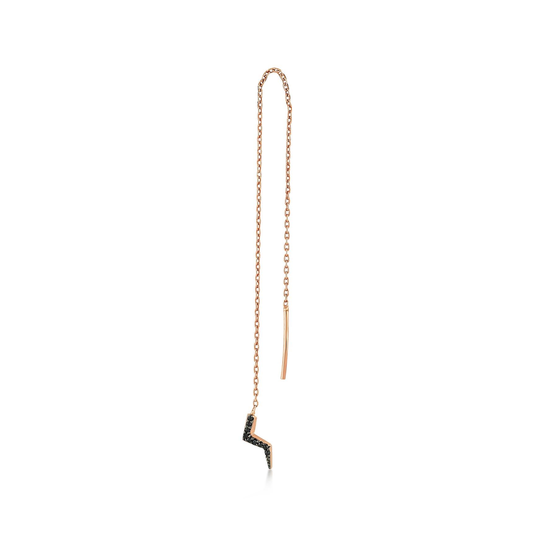 Black Diamond Chain Lightning Earring (Single) İn Rose Gold By Selda Jewellery

Additional Information:
Collection: Thunder Collection
14k Rose Gold
0.04Ct Black Diamond
Lightning Height 1cm
Chain Length 12cm