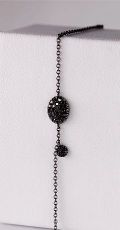 Black Diamond Charm: 18kt Rhodium-Plated Gold Bracelet