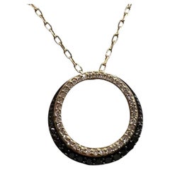 Black Diamond Circle Necklace 10K Yellow Gold 0.25ctw GH SI 18in