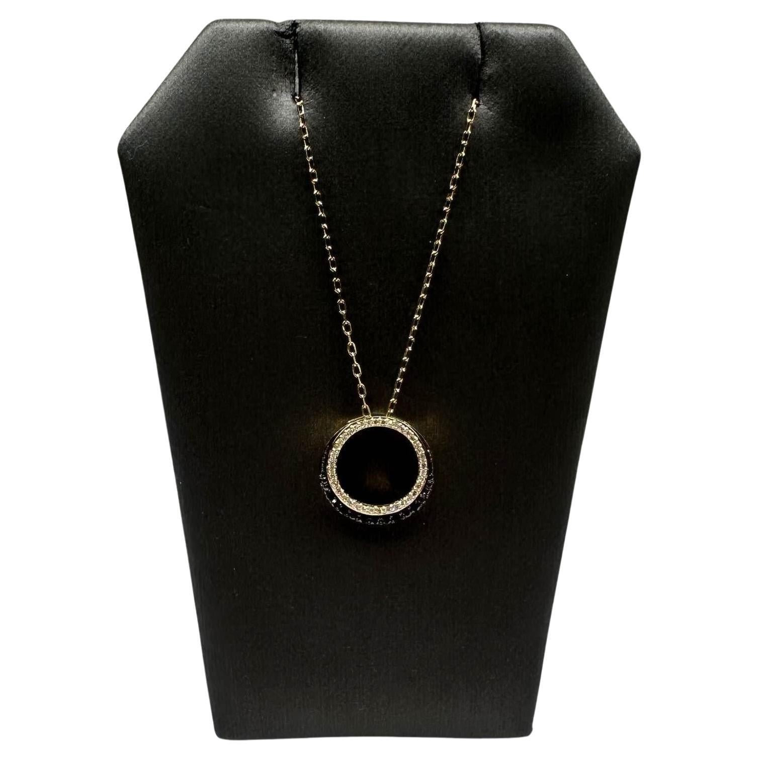 Black Diamond Circle Necklace in 10kt Yellow Gold - 0.25ctw GH SI Diamonds, 18"