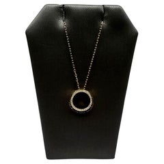 Black Diamond Circle Necklace in 10kt Yellow Gold - 0.25ctw GH SI Diamonds, 18"