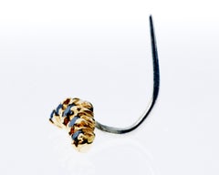 Black Diamond Crescent Moon Earring 14K Gold Silver Single Stud J Dauphin