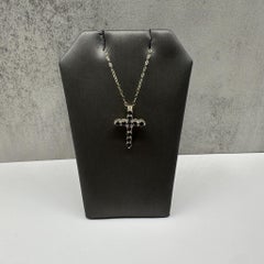 Black Diamond Cross Necklace in 14kt Yellow Gold – 0.86ctw, 18in, New
