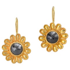 Black Diamond Daisy Earrings