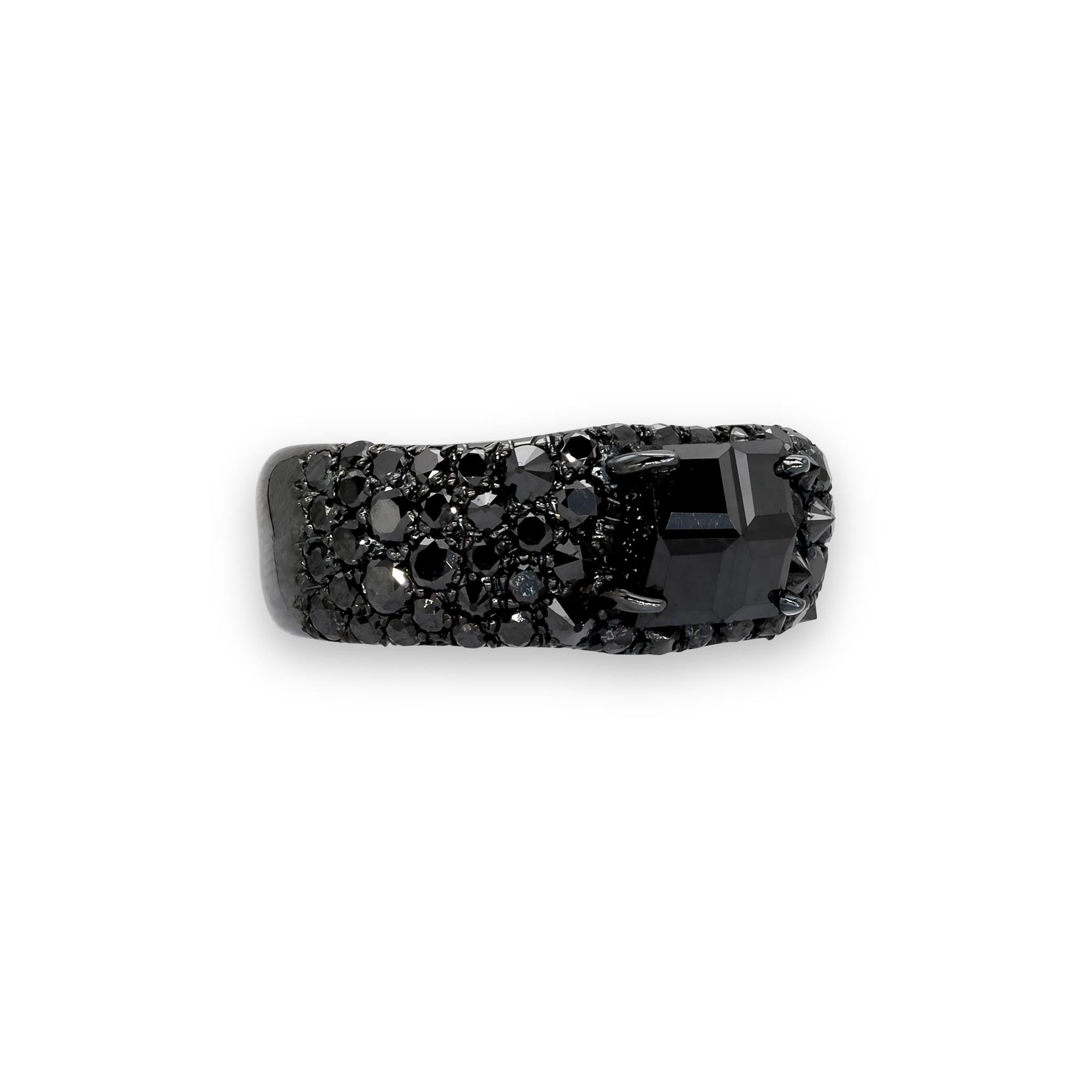 Black Diamond d'Avossa Man and Woman Ring In New Condition In Roma, IT