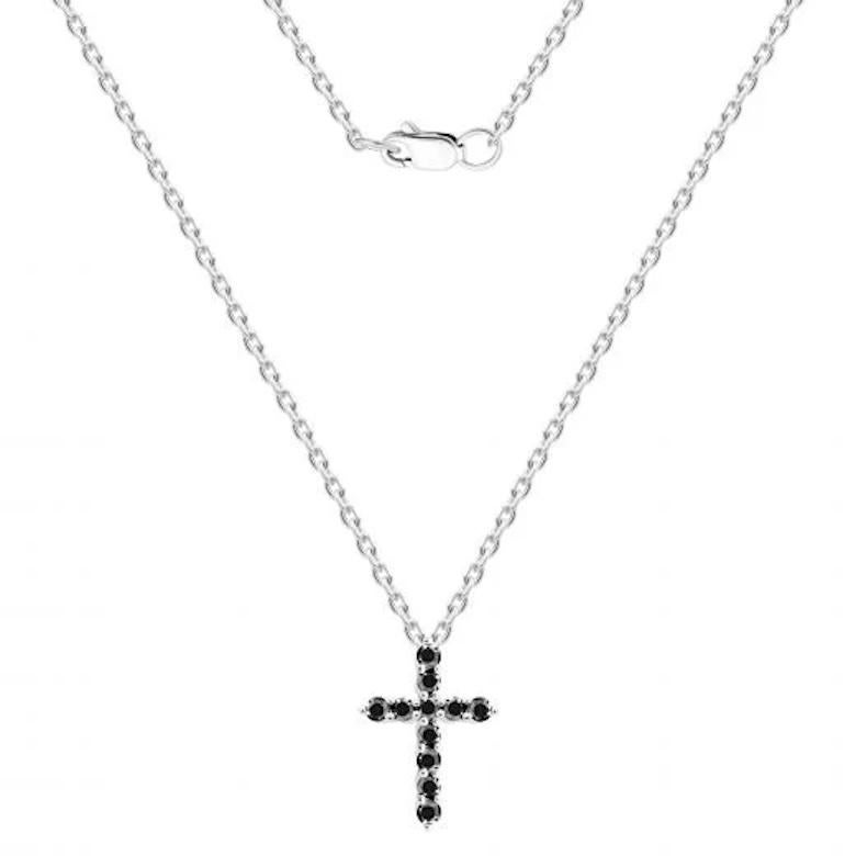 Schwarzer Diamant Diamant Weiß 14K Gold Halskette für Sie (Moderne) im Angebot