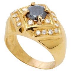 Black Diamond, Diamonds and Gold Ring
