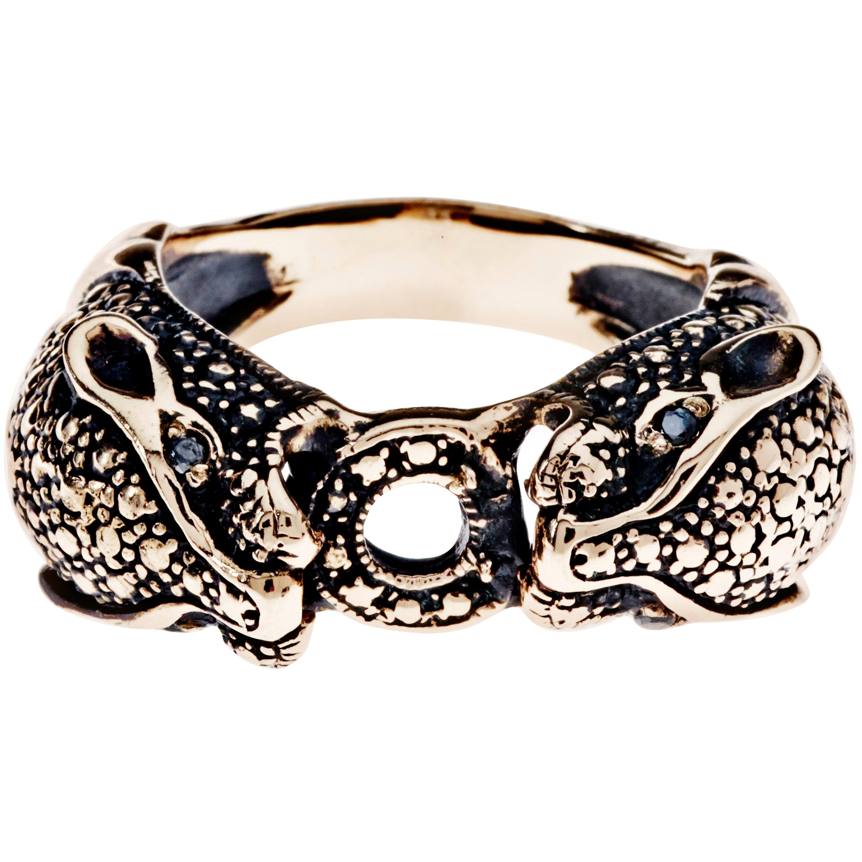 Jaguar Ring Black Diamond Cocktail Ring Bronze Animal J Dauphin

J DAUPHIN 