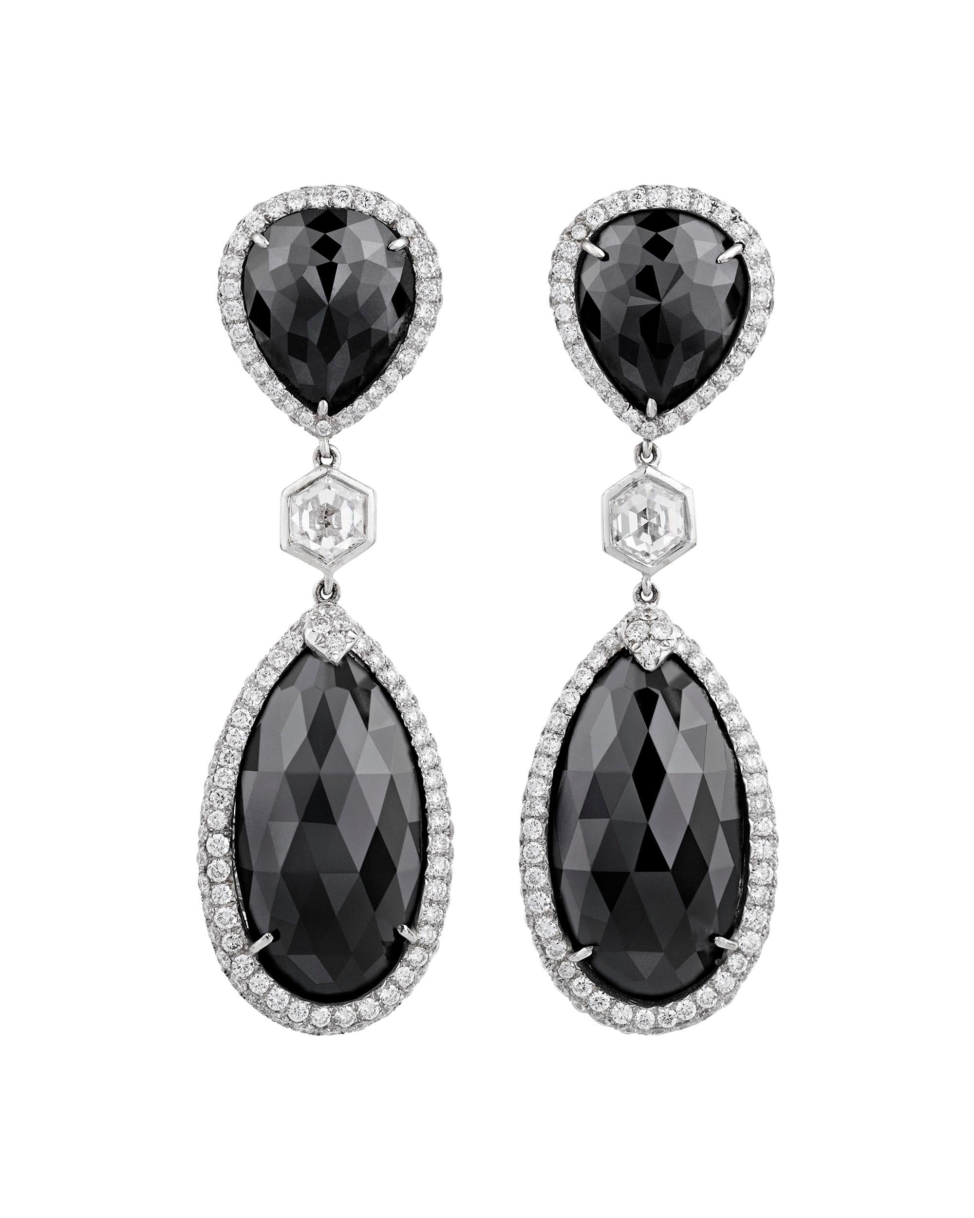 black diamond teardrop earrings