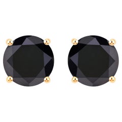 Orecchini con diamanti neri 3,82 carati in oro giallo 14K