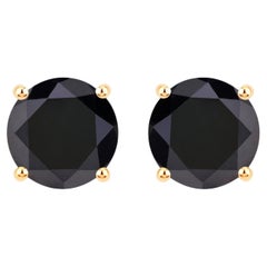 Orecchini con diamanti neri 3,82 carati in oro giallo 14K