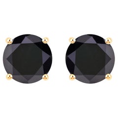 Black Diamond Earrings 4.76 Carats 14K Yellow Gold
