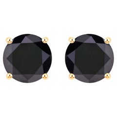 Orecchini con diamanti neri 4,76 carati in oro giallo 14K