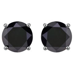 Black Diamond Earrings 4.8 Carats 14K White Gold