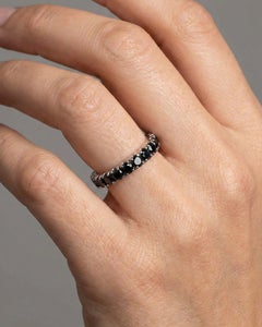 Black Diamond Eternity 14K (18K Custom) White Gold Band Ring