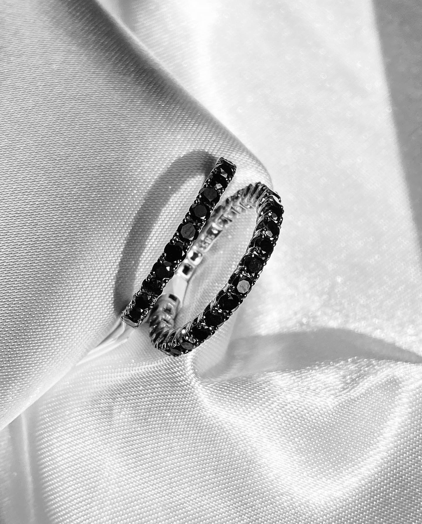 Black Diamond Eternity Band, 1.8 Carat Round Black Diamond Rings, 14k Solid Gold In New Condition For Sale In New York, NY