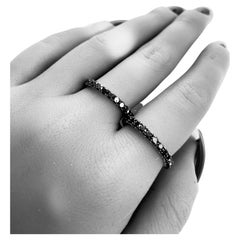 Black Diamond Eternity Band, 1.8 Carat Round Black Diamond Rings, 14k Solid Gold