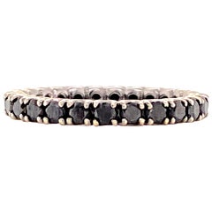 Black Diamond Eternity Band Ring 14 Karat White Gold