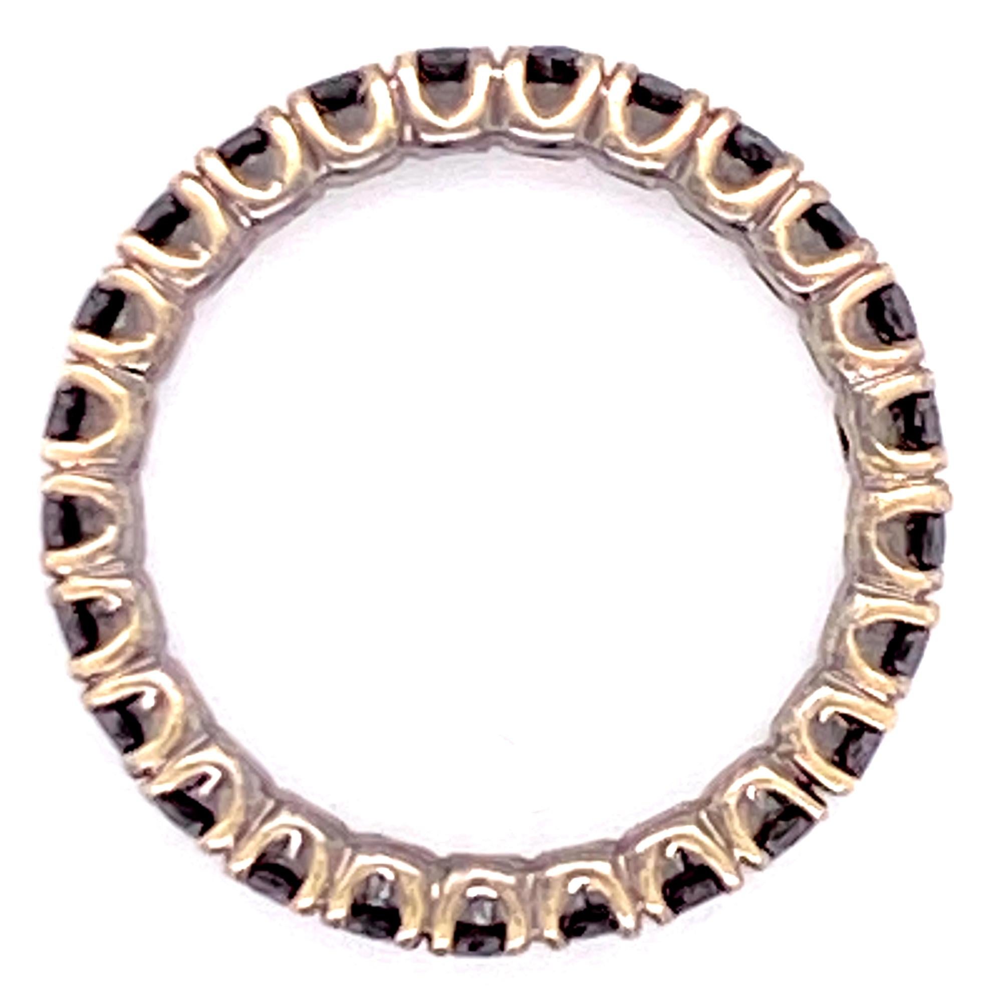 Modern Black Diamond Eternity Band Ring 14 Karat White Gold