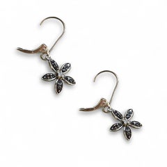 Black Diamond Flower Earrings