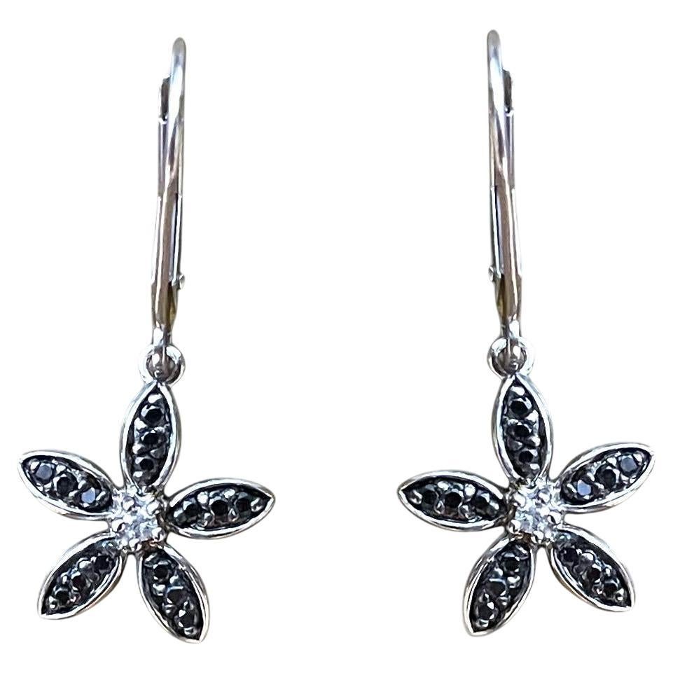 Black Diamond Flower Earrings